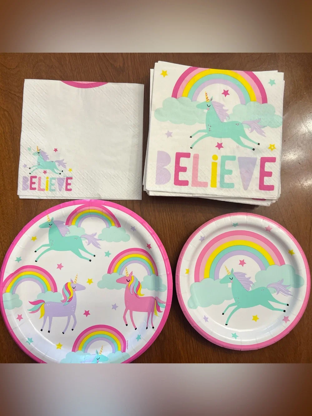 New Unicorn Rainbow Party Plates and Napkins Set 
